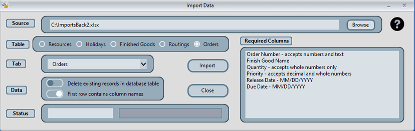 Data import