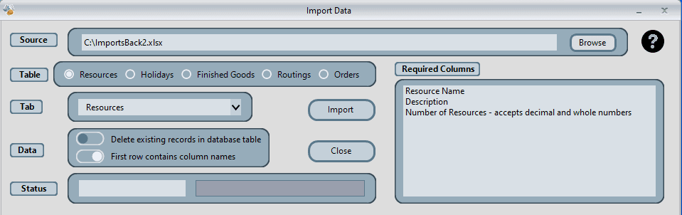 Data import interface