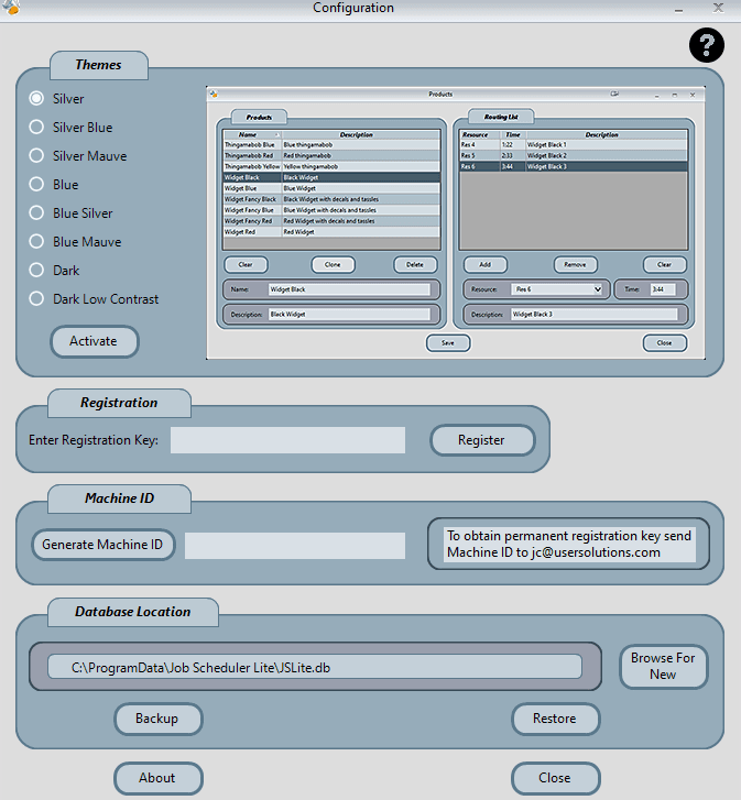 Theme configuration interface