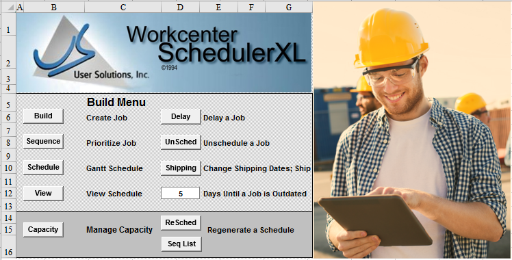 Workcenter SchedulerXL software interface
